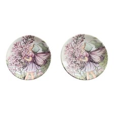 Royal Worcester Vintage ‘Lilac Fairy’ Flower Fairies Set Of 2 Decorative Plates