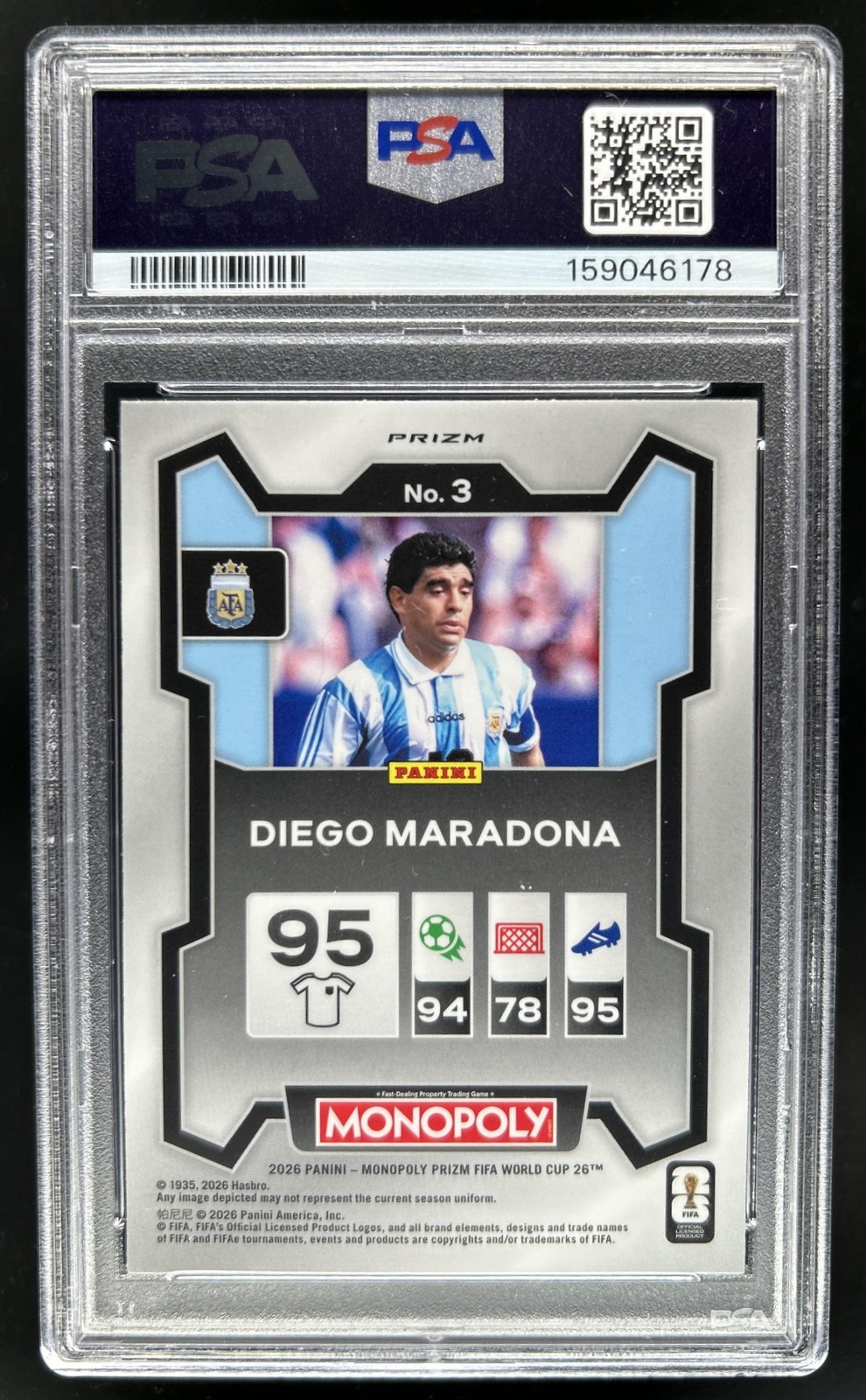 2026 Panini Prizm Monopoly World Cup Diego Maradona Red #3 Argentina PSA 10 view 2