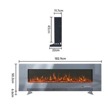 50/60/72inch Media Electric Fireplace Wall Glass Recessed Inset LED Fire Heater
