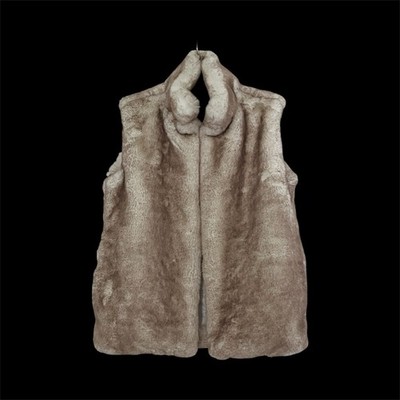 Beige Sz S Faux Fur Vest Sleeveless Cozy Teddy Scandi Girl Neutral Layering