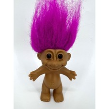Vintage Russ Troll Doll Pink Hair Brown Eyes Lucky Troll approx. 5"