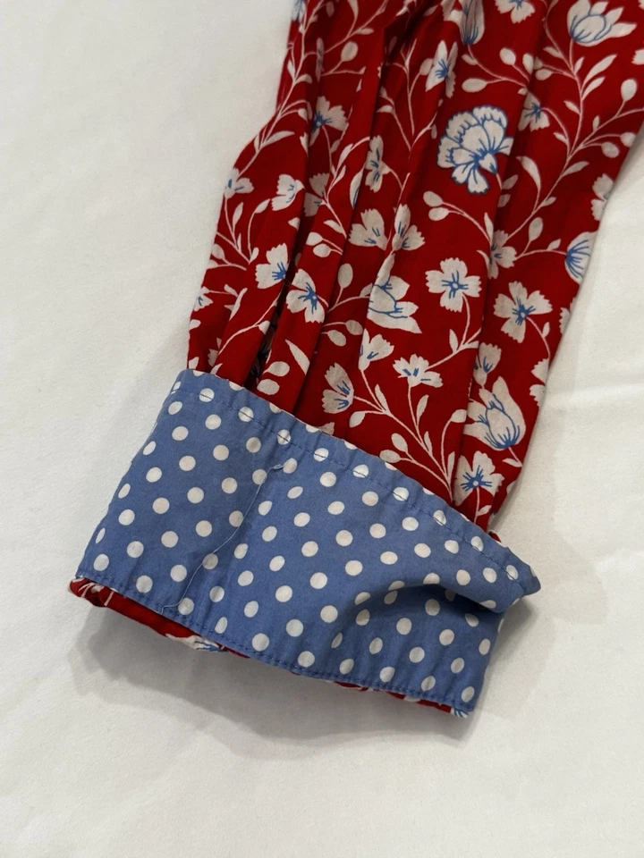 Talbots Red Shirt Sz XL Red Floral Button Up Preppy GrannyCore Cottagecore - Image 4 of 4