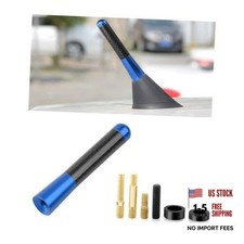 Car Short Antenna 1.37 Stubby Aluminum Aerial Antenna With 4 3.14 Inch Blue
