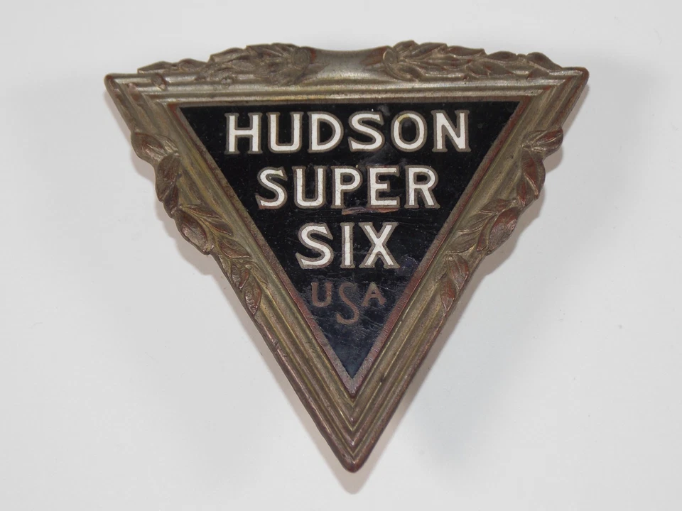 Raro 1929 Hudson Super Six R Radiador Emblema Automotriz Coche Latón Insignia Logo EE. UU. Foto 2 de 4