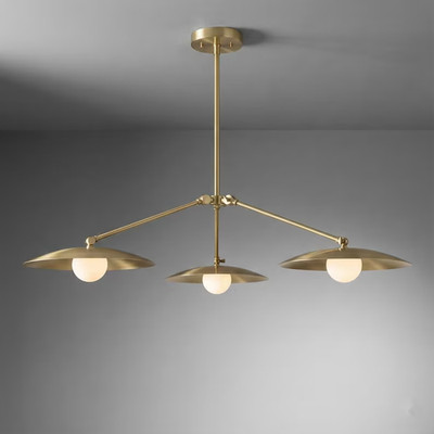 Modern Brass Chandelier Light-Down Saucer Shade-Light Fixture-Ceiling Light