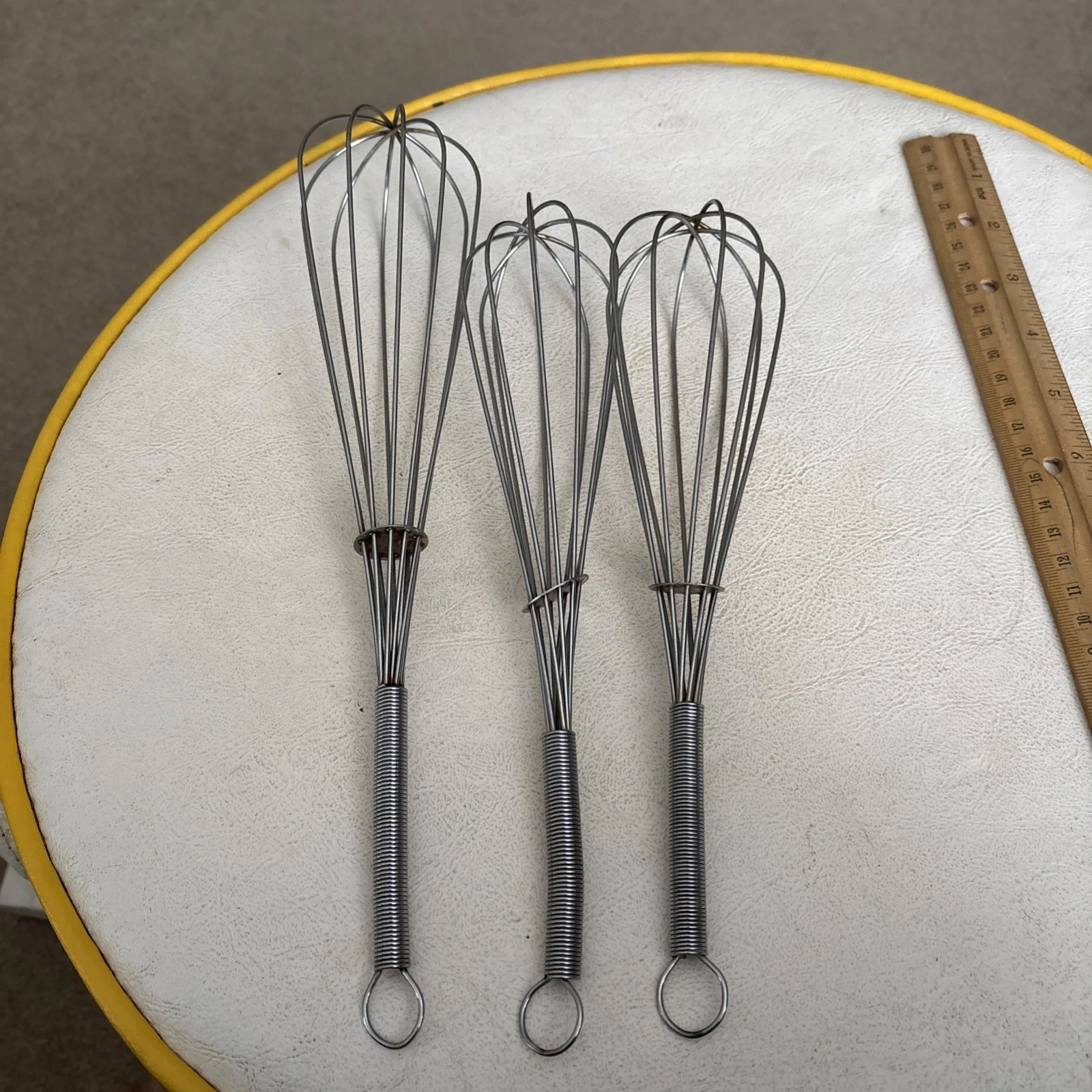 Vintage Stainless Steel Whisks Set Of 3