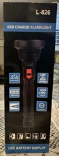 LED Rechargeable Tactical Flashlight Outdoor Camping USB Charge 500 Lumens L-826