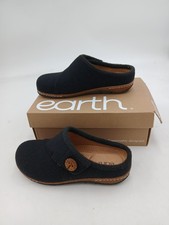 Earth Ezra2 Slippers Womens Black Synthetic Clog Comfort Lined Button Size 7 W