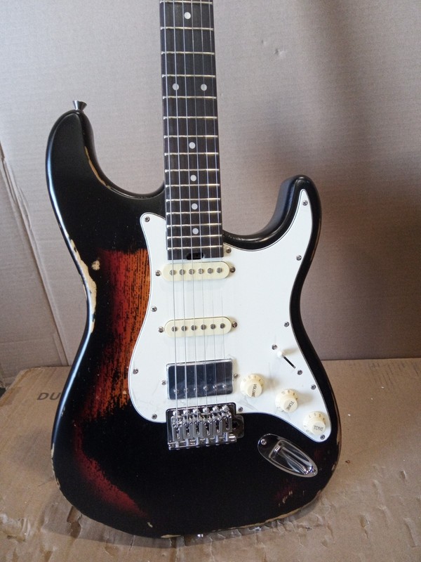 Open Box ST Old Aged Electric Guitar Mahogany Body Rosewood Fretboard in Black