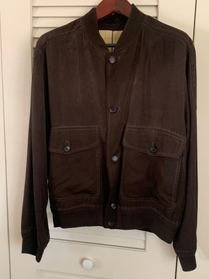 CORNELIANI Silk Mens Bomber Sz 52 Dark brown jacket ''Made in Italy''