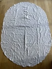 Large Vintage Style White Oval Machine Embroidered Cutwork Tablecloth 92”x59"#VJ