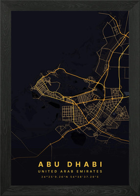 ABU DHABI UAE STADTPLAN Gerahmtes Wandbild Poster Leinwanddruck Bild
