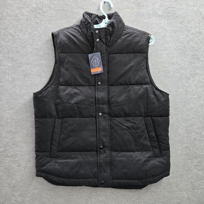 St. John's Bay Men Vest M Black Snap Button Puffer NWT