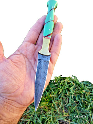 handmade Damascus Steel Double Edge Hunting dagger Boot Knife Best Gift
