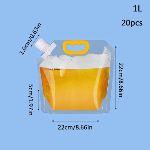 20pcs Stand-up Plastic Drinks Bag Spout Pouch Portable Liquid Juice Container UK - Picture 9 of 15