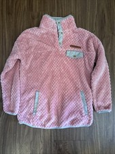 Girls YL Youth Large 1/4 Zip Soft Pink Waffle Fleece Pullover Jacket