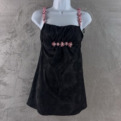 For Love & Lemons Millie Slip Dress Womens Medium Black Floral Lace Mini