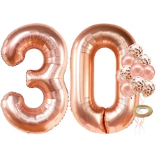 Huge, 30 Balloon Numbers Rose Gold-40 Inch | Gold 30th Birthday Balloons for