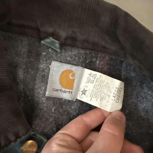 Vintage Carhartt Detroit Jacket Green Blanket Lined Size Large CB1043 by Carhartt, Size L, $156 - Photo 3