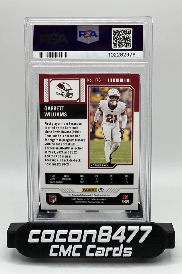 GARRETT WILLIAMS 2023 Panini Contenders #176 Rookie Ticket AUTO Variation PSA 9 - Image 2 of 2