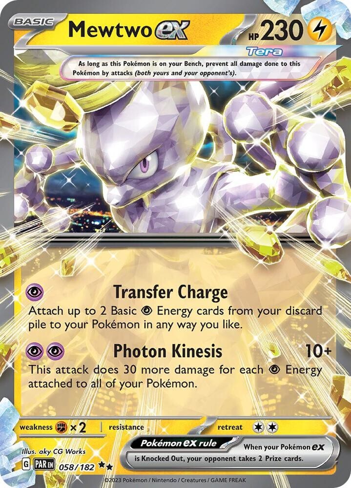 Pokémon TCG Mewtwo ex 058/182 Sv04: Paradox Rift Double Rare Holo