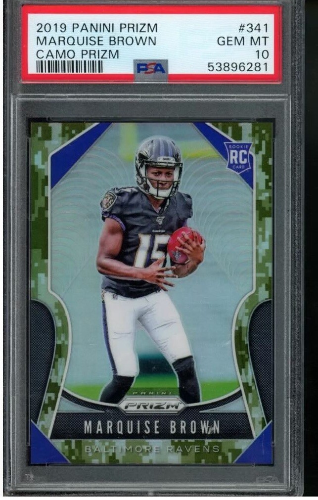 2019 Prizm Marquise Brown CAMO PRIZM /25 ROOKIE PSA 10 Jersey Number