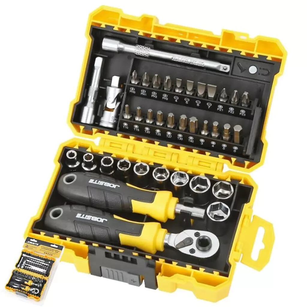 37pc Ratchet Handle & Screwdriver Slotted Torx Phillips Pozi Set 1/4"" Jobsite