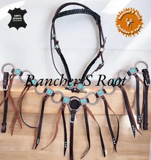 Western Leather Tack Set For Horse | Ring Tack Set With Latigo Fringe