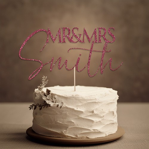 Ghirlanda Rustica Personalizzata Mr Mrs Anniversario Matrimonio Specchio Glitter Cake Topper - Foto 9 di 16