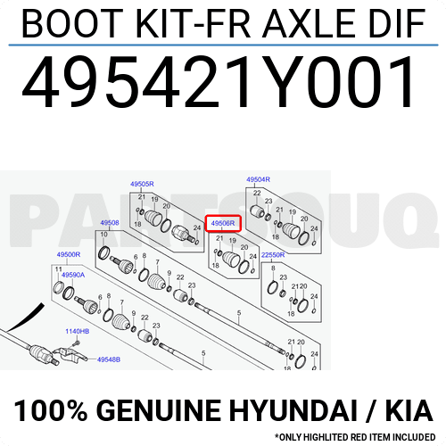 495421Y001 Genuine Hyundai / KIA BOOT KIT-FR AXLE DIF | eBay