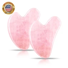 Gua Sha Facial Tools 2 Pack, Rose Quartz Guasha Tool for Face Gua Sha Stone for