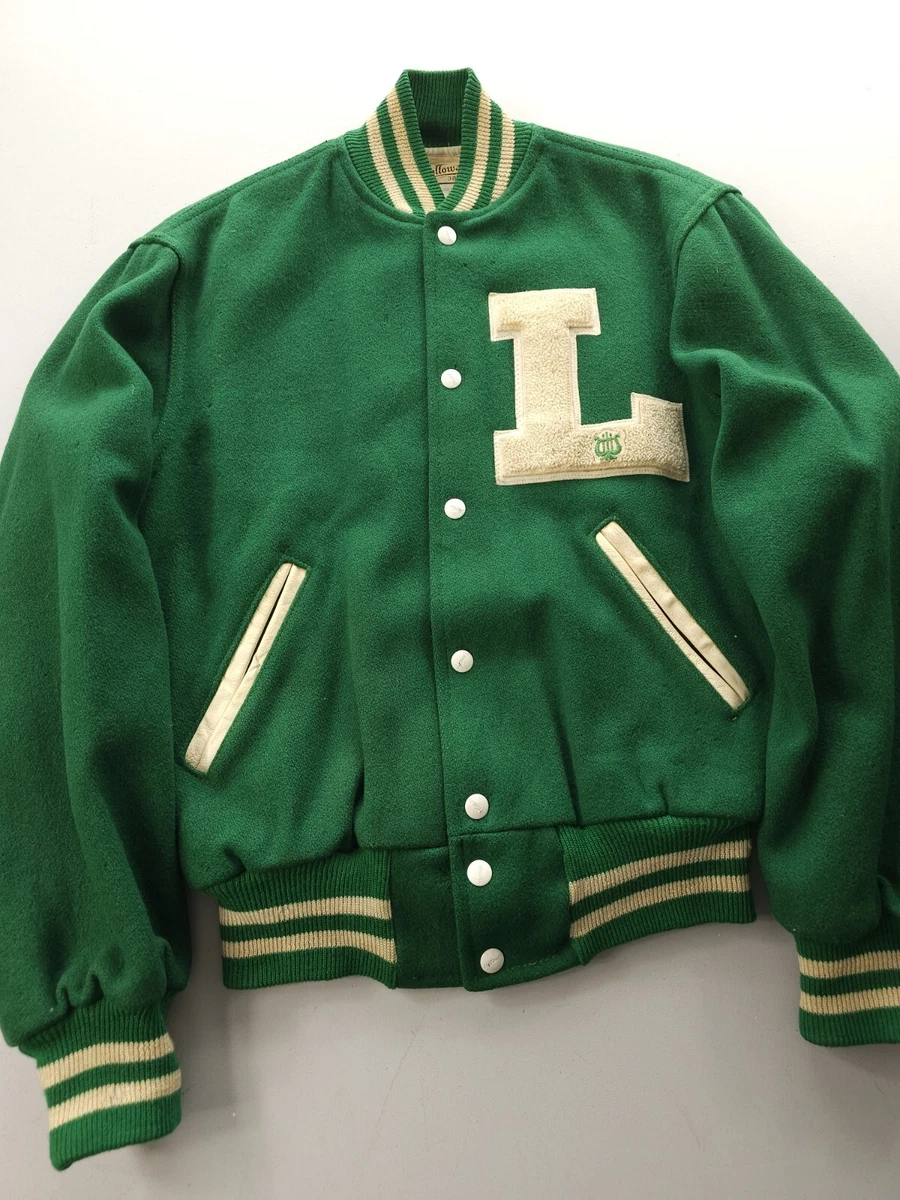 Vintage 1960s Holloway Green Wool Varsity Bomber Jacket Made In USA 38 eBay