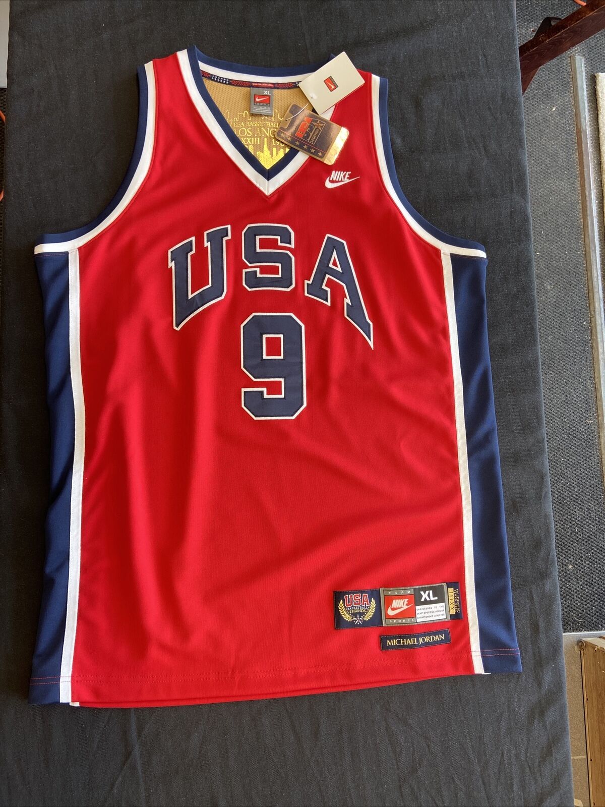 mens michael jordan jersey 9 usa basketball team dream team white red  basketball swingman edition shirt