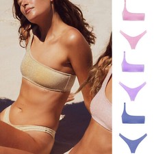 New Bikini Swimsuit Shiny One Shoulder High Waist Split Swimsuit Women's Bikini