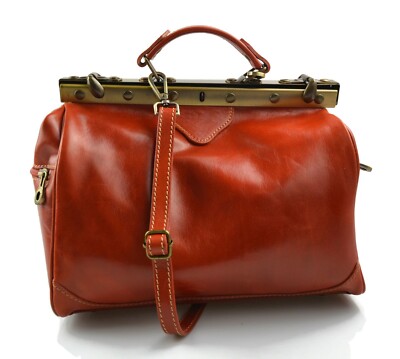 Doctor bag arancio borsa donna doctor bag vera pelle borsa medico mano tracolla