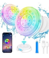 Homly Rechargeable Submersible Pool Lights with Wireless APP Control Waterpro...