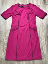 Nine West Princess 3 Quarter Length Sleeve Dress Fuchsia Slate Brown Size 2  