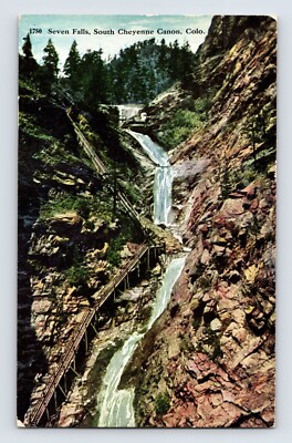 Postcard Colorado Cheyenne Canon CO Seven Falls Springs 1911 Posted Divided Back