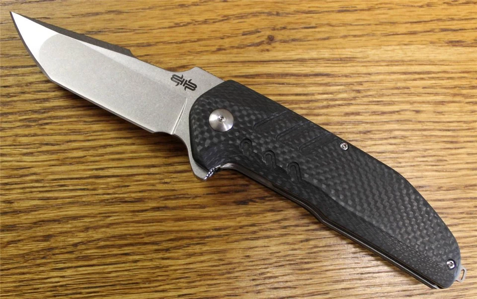 Brous Blades STRIFE Flipper Knife Stonewash D2 Carbon Fiber S/N 836 NEW! - Image 2 of 4