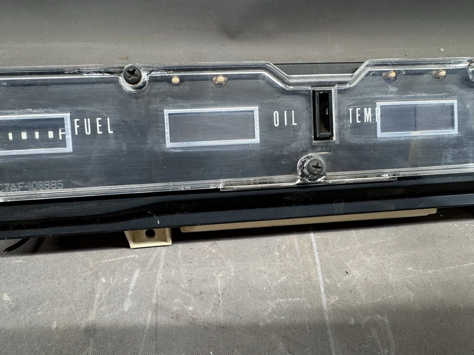 1967 Ford Galaxie Fuel Gas Gauge Dash Oil Temperature Lens Trim Amp Alternator - Image 3 of 4