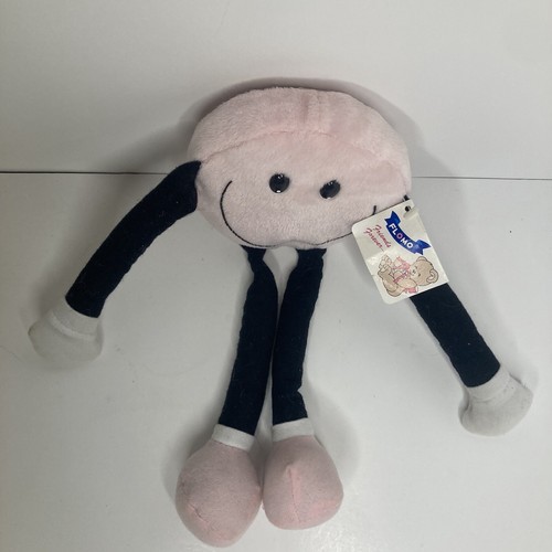 Flomo Pink Smiley Emoji Tags Plush Stuffed Animal Toy Long Legs Arms RARE 11" - Picture 7 of 8