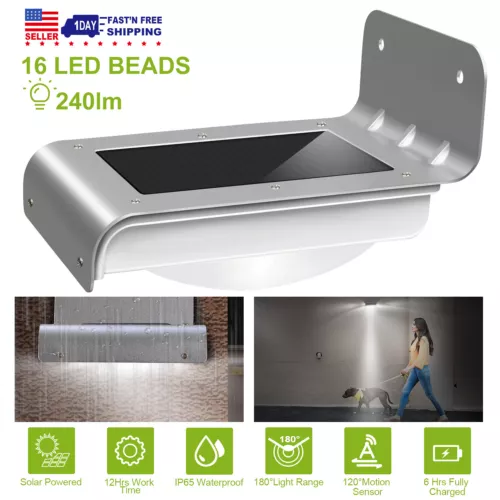 16LED Solar Deck Light Outdoor Garden Fence Motion Sensor Security Road Light US