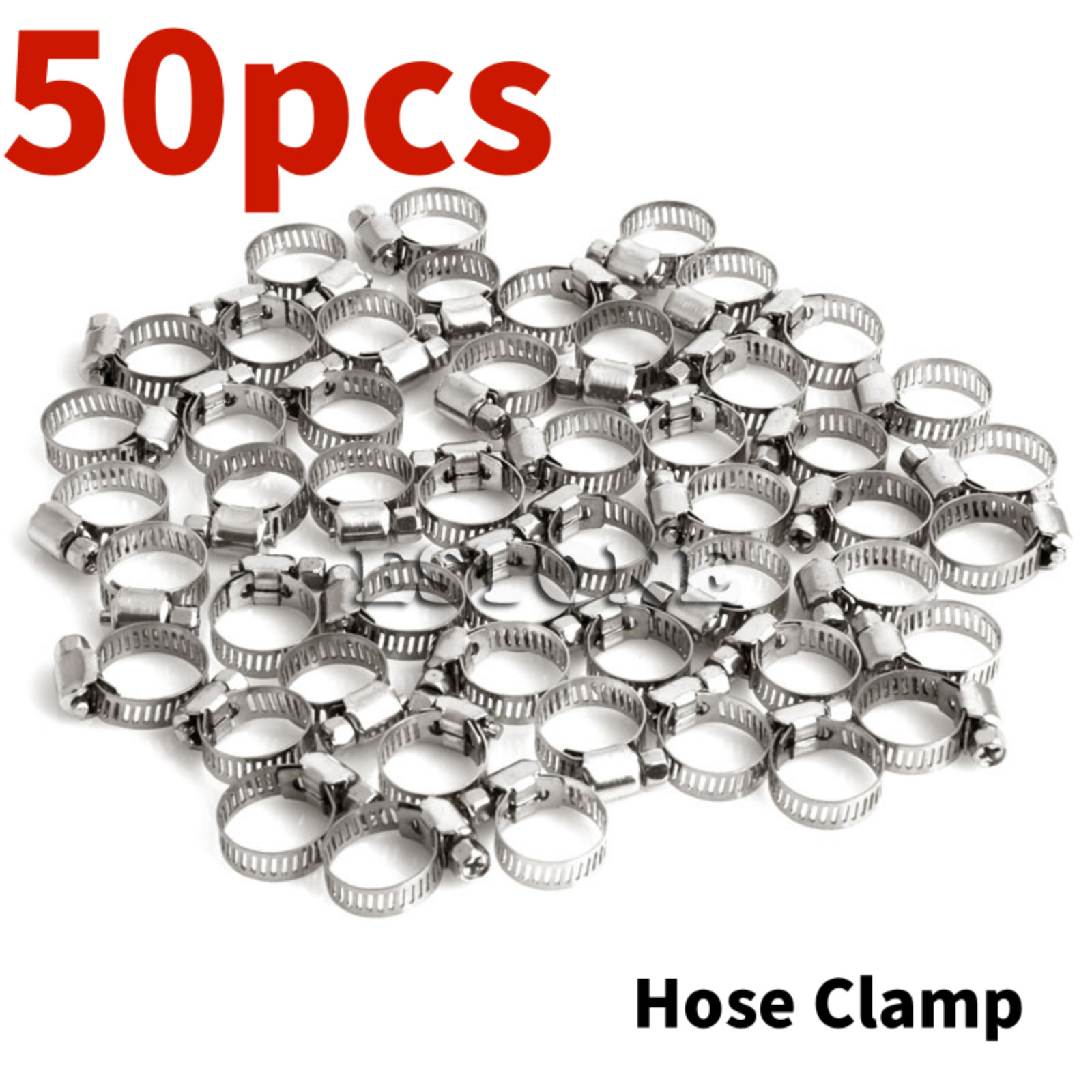 Stainless Steel 3/8-5/8 Adjustable Drive Hose Clamps Fuel Line Worm Clips 50pcs