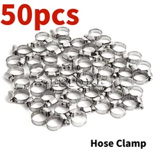 Stainless Steel 3/4"-1 Adjustable Drive Hose Clamps Fuel Line Worm Clips 50piece