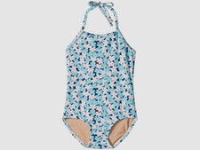 191 ToobyDoo Kids Girl Blue Swimwear Floral Printed One-Piece Swimsuit Sz 11-12