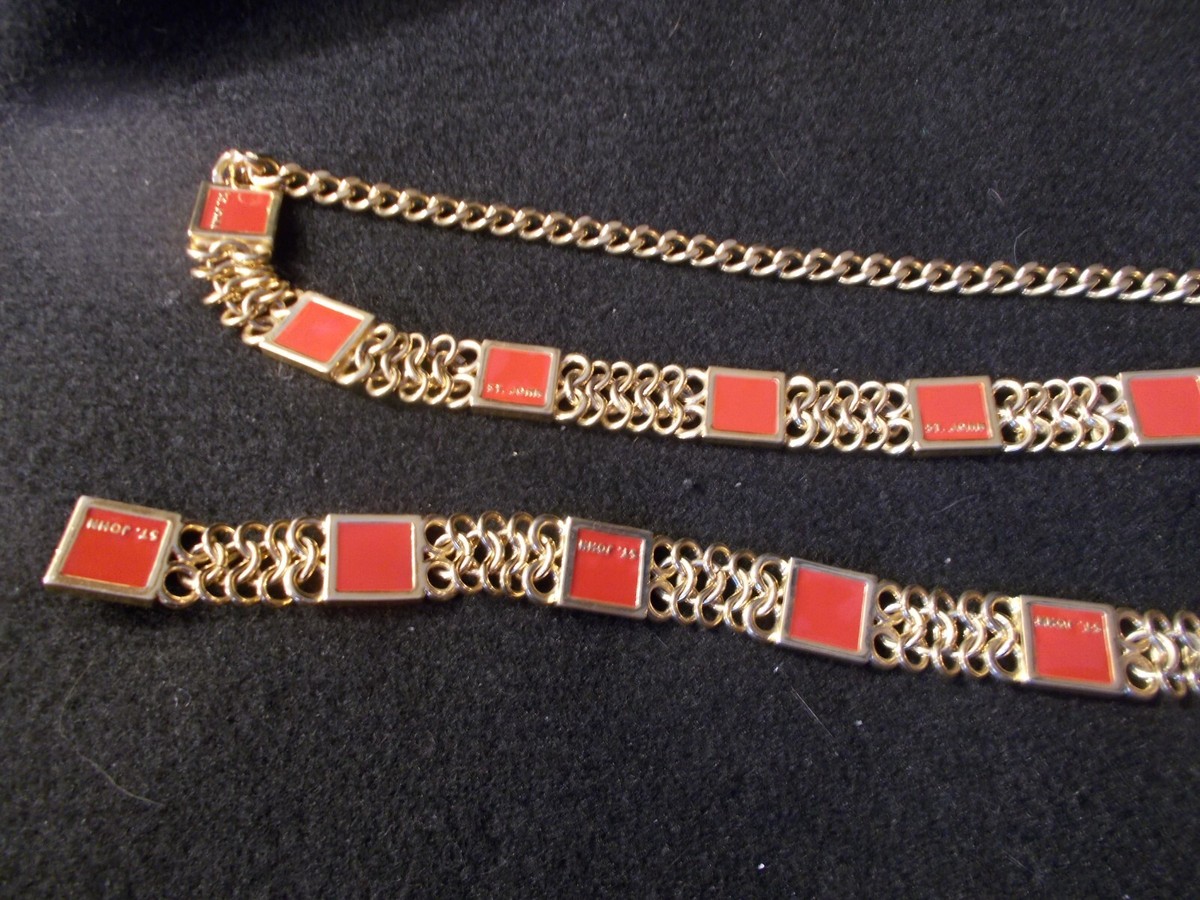 Pert St. John Brass & Red Enamel Chain Belt 40.5 Inches | eBay