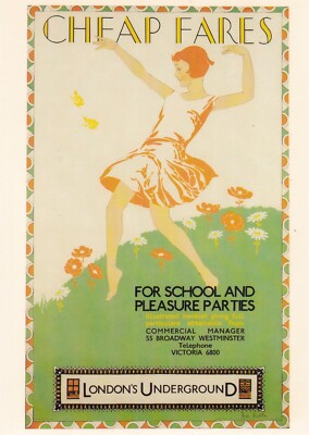 LONDON TRANSPORT MUSEUM POSTKARTE - GÜNSTIGE TARIFE - 1929 POSTER - MISS F. LINGSTROM