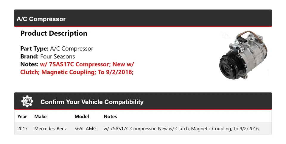 Compresor de aire acondicionado Mercedes-Benz S65L AMG 2017 4 estaciones Foto 2 de 4