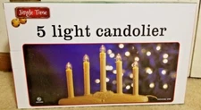 Plastic Window Candle 5 Light Candolier Electric 10" Tall, 14.25" long