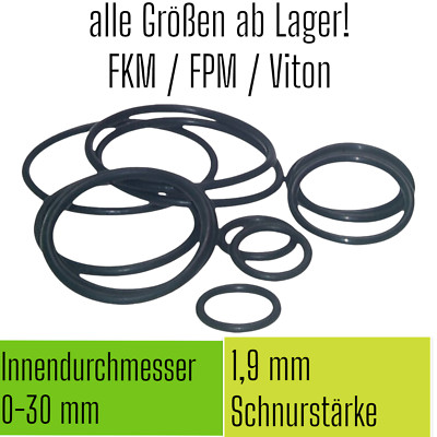 O-Ring Viton VI FKM FPM ID Ø 0-30 x Schnurstärke 1,9 mm Rundring 0 O Ring OR  